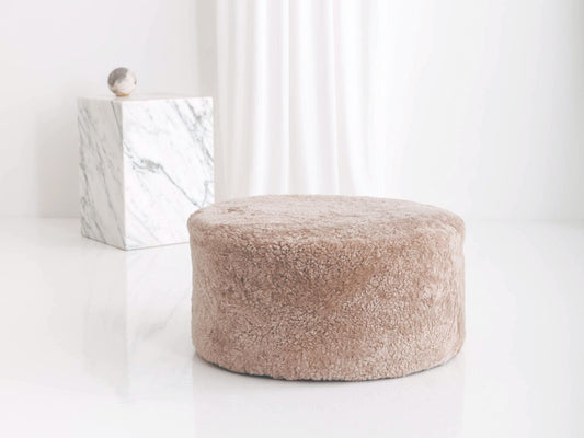 Shorn Curly Sheepskin Ottoman