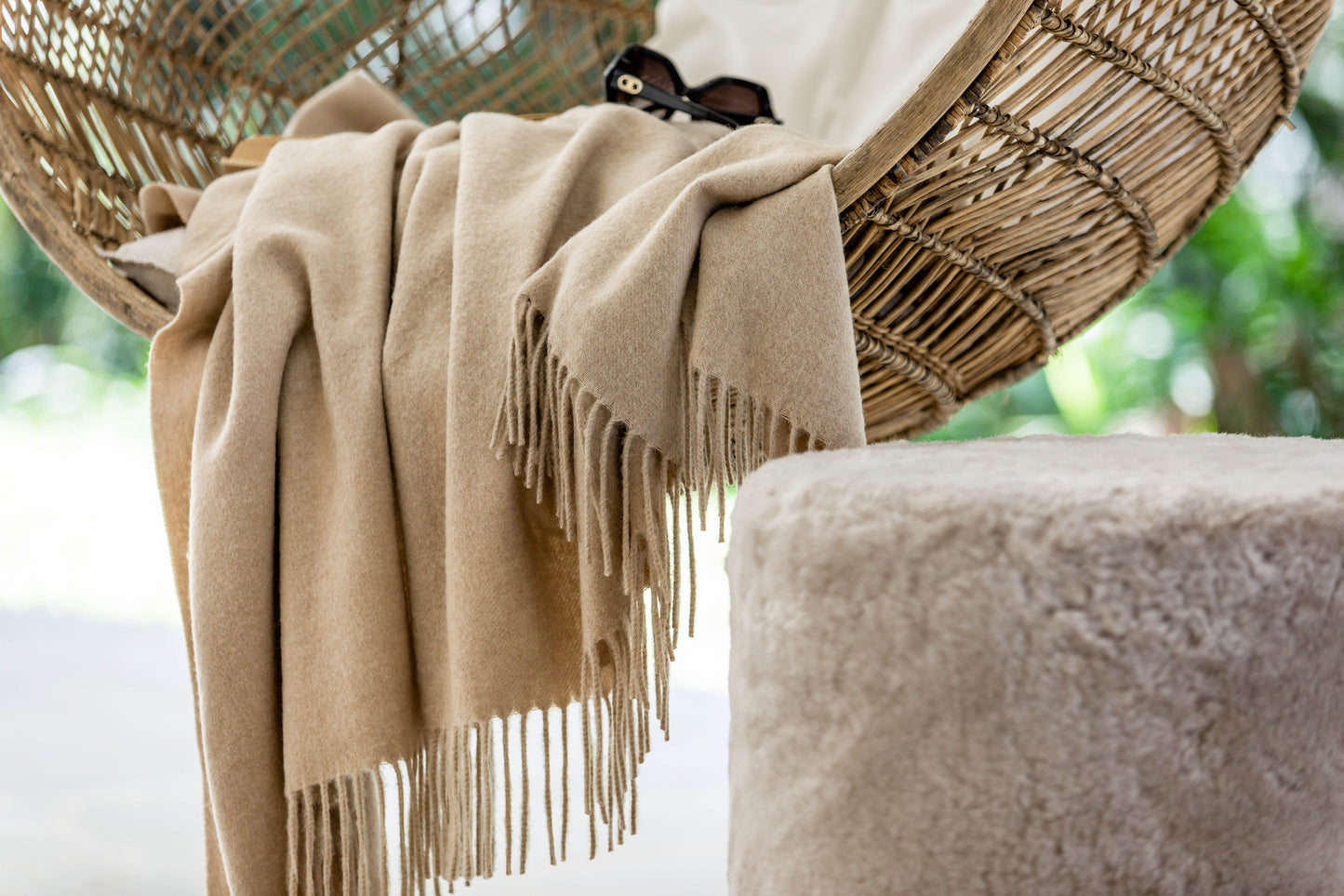 Flatweave Camel Hair Throw