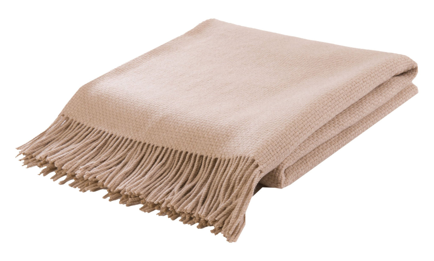 Basketweave White Camel Hair Throw