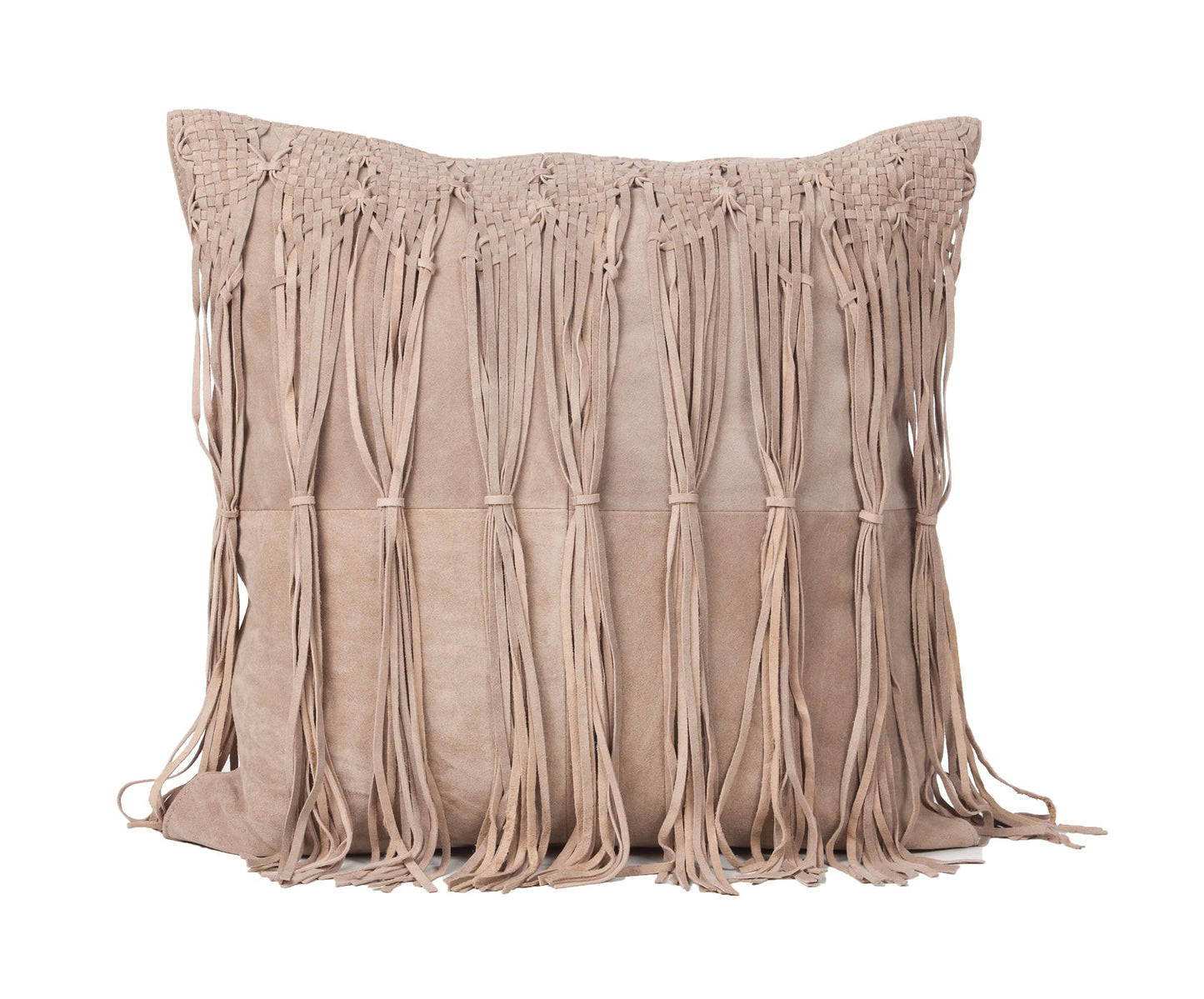 Dark Beige Suede Fringe 20x20"