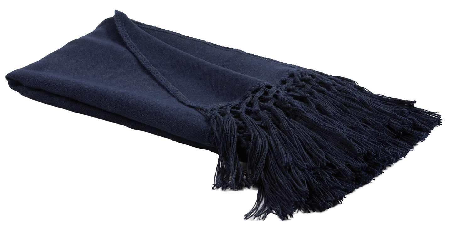 Ivory Alpaca Throw - Dark Navy
