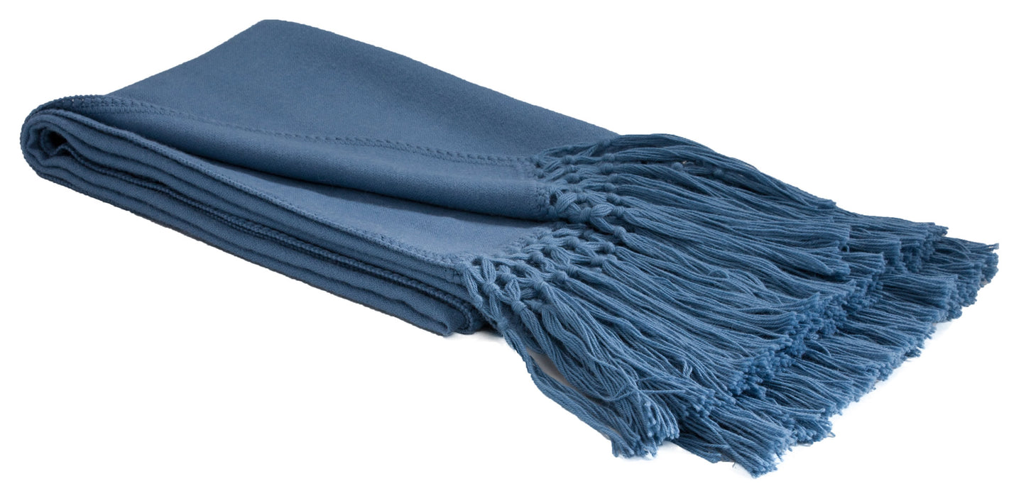 Ivory Alpaca Throw - Provincial Blue