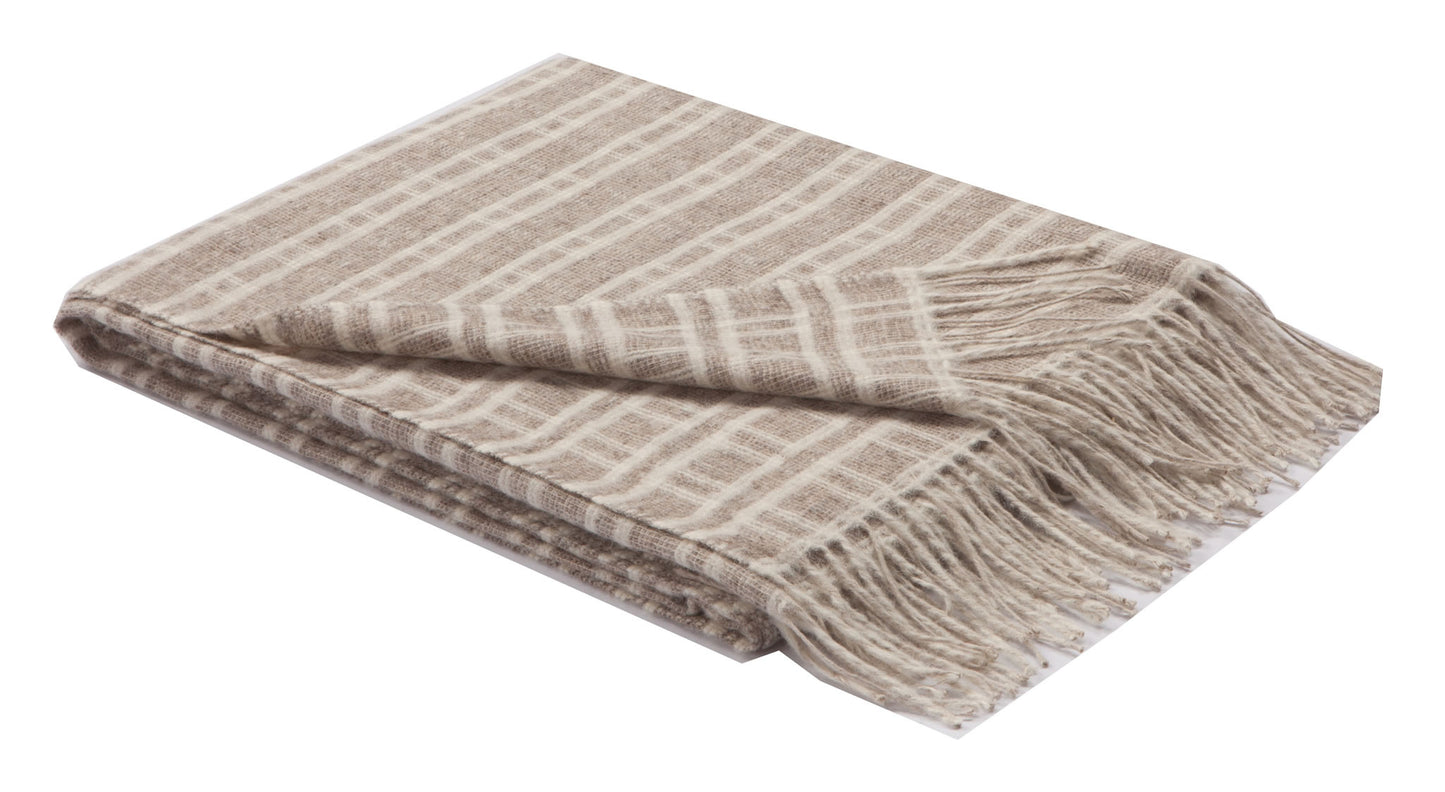 Woven Wool Throw - Driftwood & White