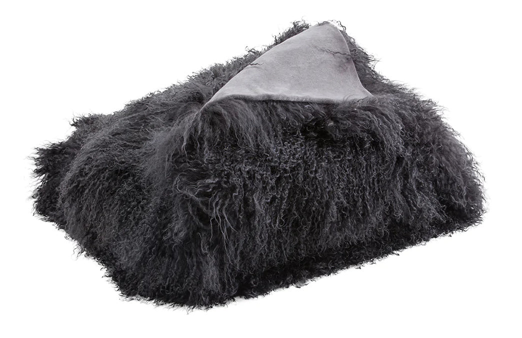 Charcoal Tibetan Sheepskin Throw