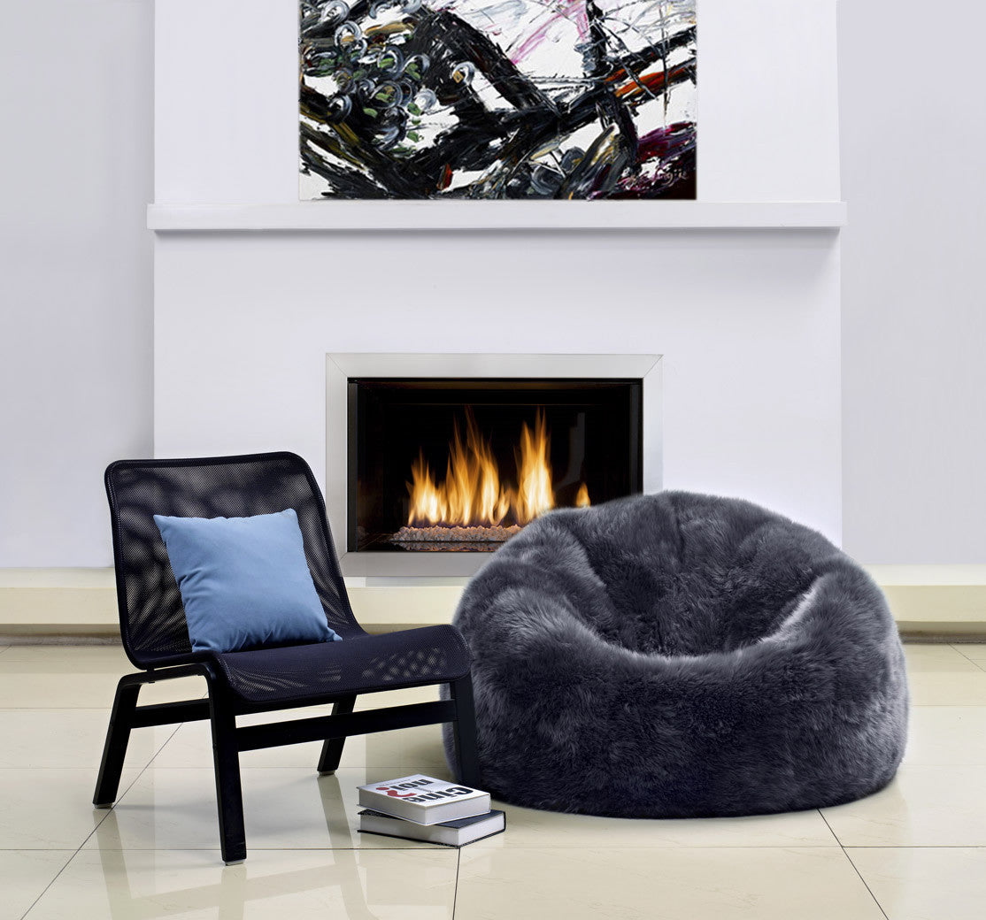 Steel Sheepskin Bean Bag