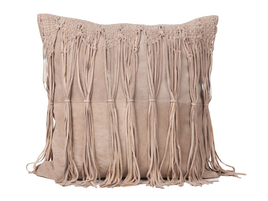 Suede Leather Fringe Cushion