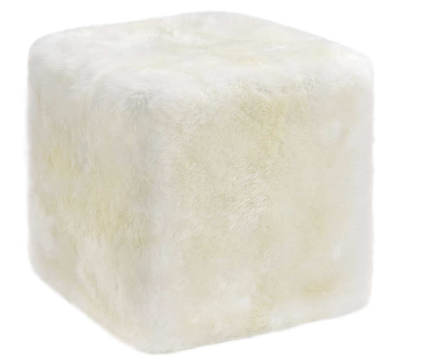 Side View - Ivory Sheepskin Cube
